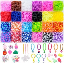 XKDOUS 24 Colors Rubber Band Bracelet Kit, Bracelet Making Kit for Art and Craft