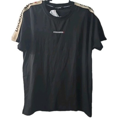 Dsquared2 Mens Chest And Sleeve Logo Black T Shirt size XXL Authentic NWT