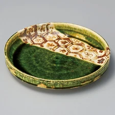 Oribe hexagonal pattern 20.5cm deep round plate 20.5x2.5cm made in Japan Made in