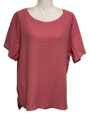TALBOTS Dusty Pink Short Sleeve Shoulder Button Pullover Top Women s Size 3XP