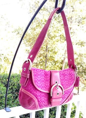 Coach 6818 SMALL Vintage Pink Soho Y2K Signature C Canvas & Suede