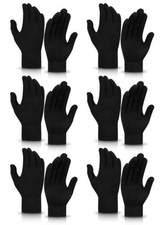 6 Pairs Winter Magic Gloves Unisex Adults Warm Stretchy Knit Black One Size Men