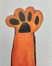 Whimsical Cat Paw Animals Original Painting 8x10 Impressionist Canvas Art By GAT