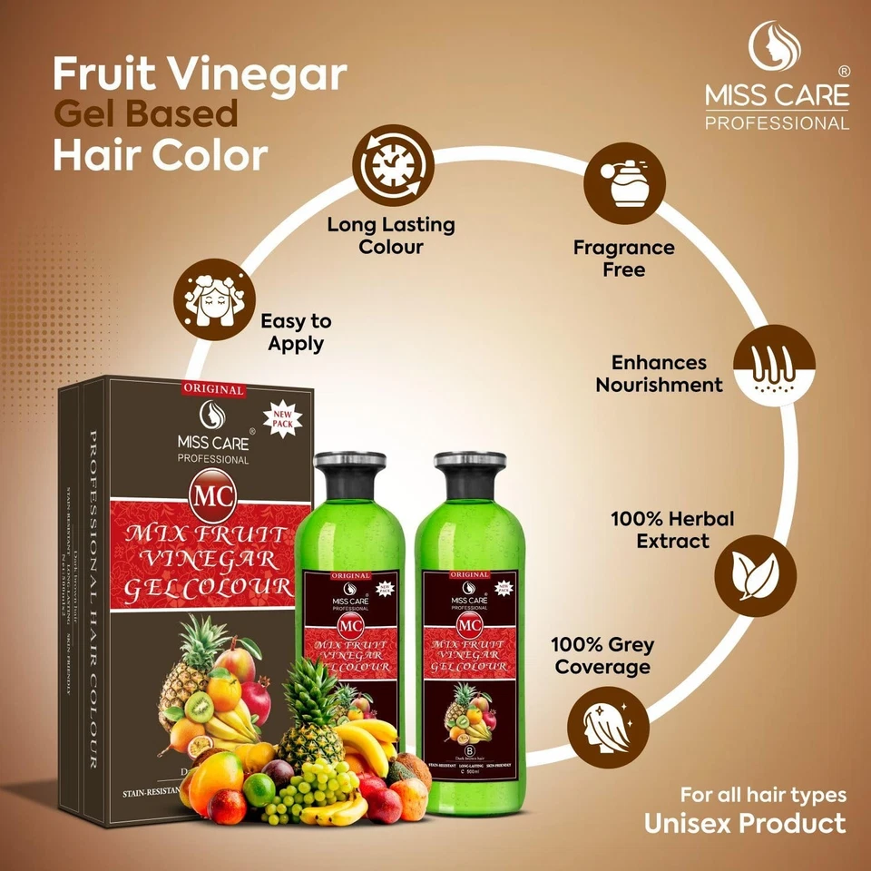 Miss Care Original MC Mix Vinagre de Frutas Gel Color (Cabello Marrón Oscuro) - 1000 ml Foto 4 de 4