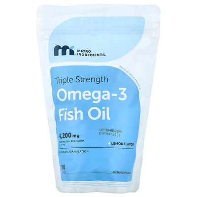 Micro Ingredients Omega-3 Fischöl Zitrone · 240 Weichkapseln · hochfest