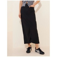 Maeve Colette Maxi Black Skirt Front Back Patch Pockets Only at Anthro Fabric