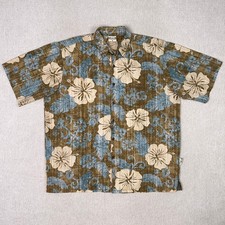 Vintage 90s Go Barefoot Hawaiian Aloha Shirt Mens XL Floral Hibiscus Made in USA