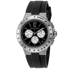 Unused BVLGARI Diagono DG41BSVDCHTA Black Stainless Steel Men's Watch in Box