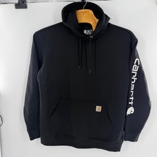 Carhartt Mens Loose Fit Midweight Sleeve Hoodie Black XL Pullover Sweatshirt