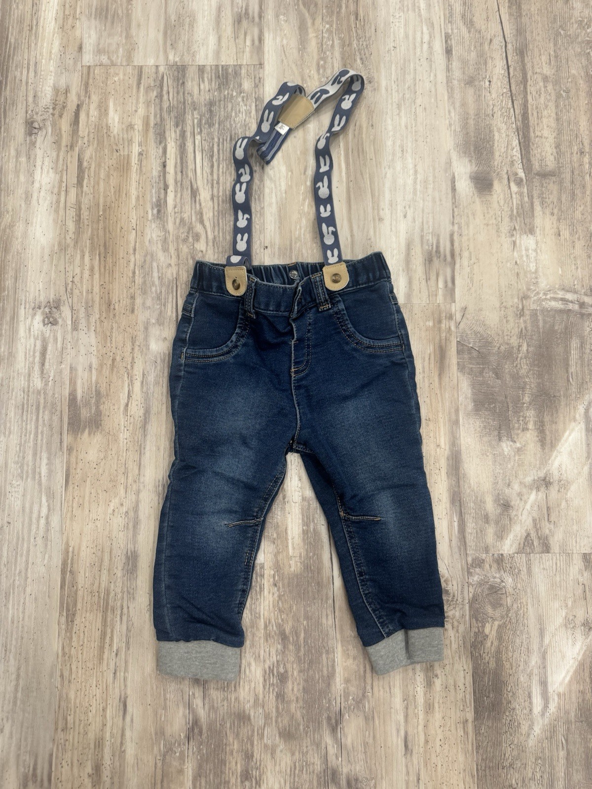 Cat & Jack Jean Suspenders With Bunny Logo Size 18 Month