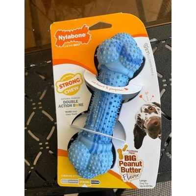 Nylabone Medium Peanut Butter Rubber Braid Bone Dog Toy Heavy Duty Strong Chew