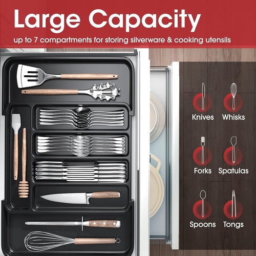 NEW Aujen Silverware Organizer Expandable Kitchen Multipurpose Drawer Utensil - Picture 3 of 9