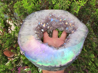 Amethyst Titan Aura Kristall Portal halbpoliert Heilung & Ständer Blitze 2,9K