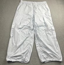 Anthropologie Daily Practice Base Jump Parachute Pants Light Blue Gray Womens XL