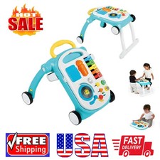Baby Push Walker Activity Center Portable Toddler Music Table Cart Toy w/ Wheels