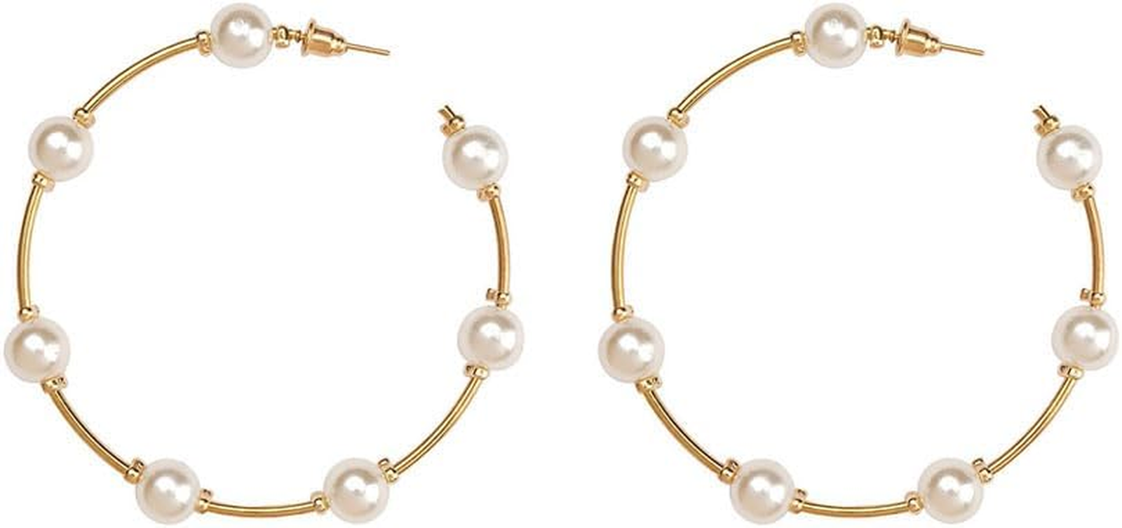 Pearl Hoop Earrings for Women Open Large Pearl Earring Birthday Gift Party Jewel