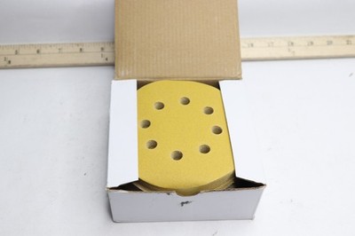 (100-Pk) 8-Hole Hook/Loop Disc P150G Yellow Aluminum Oxide 5'' W060-180