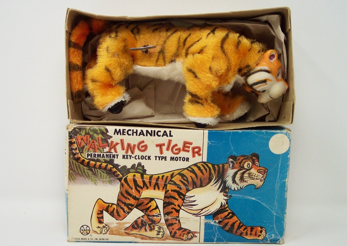 Vintage MARX Toys MECHANICAL WALKING TIGER with Original Box Made
