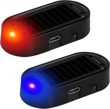 2PCS Car Solar Power Simulated Dummy Alarm, Anti-Theft Car Warning Light Fake La