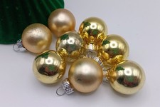 Set of 8 Mini Gold Glass Christmas Ornaments Shiny and Satin Balls 1  