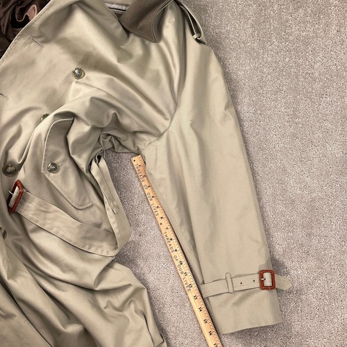 Gabardina Hombre 48R Beige Taupe Clásico Doble Pecho Abrigo Cinturón Carrera - Imagen 10 de 12