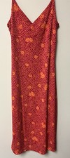 GUESS Pink Orange Floral Slip Dress Long V-Neck Sleeveless Strappy