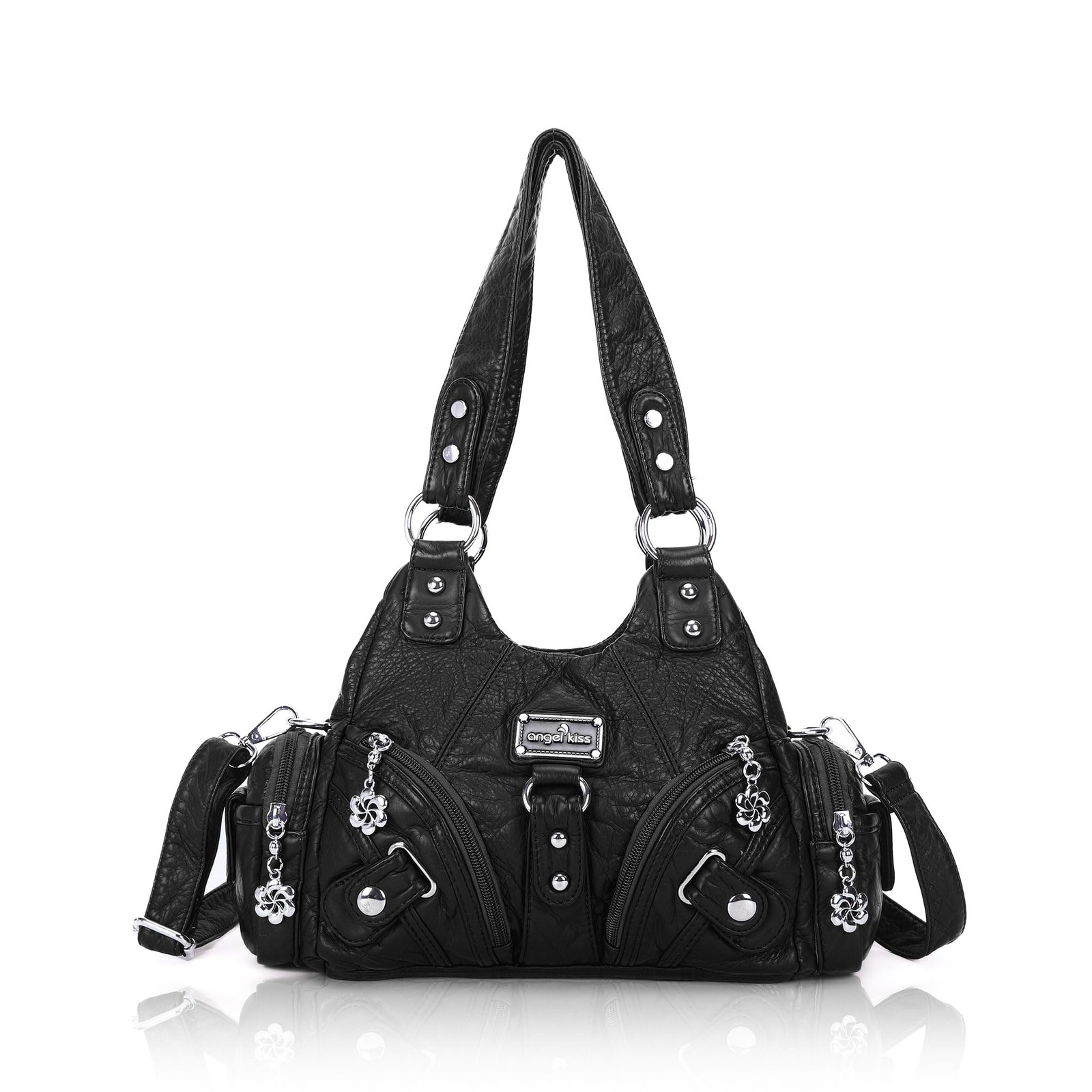 Angel Kiss Purses for Women Small Hobo Shoulder Bags Vagen Small, Black 