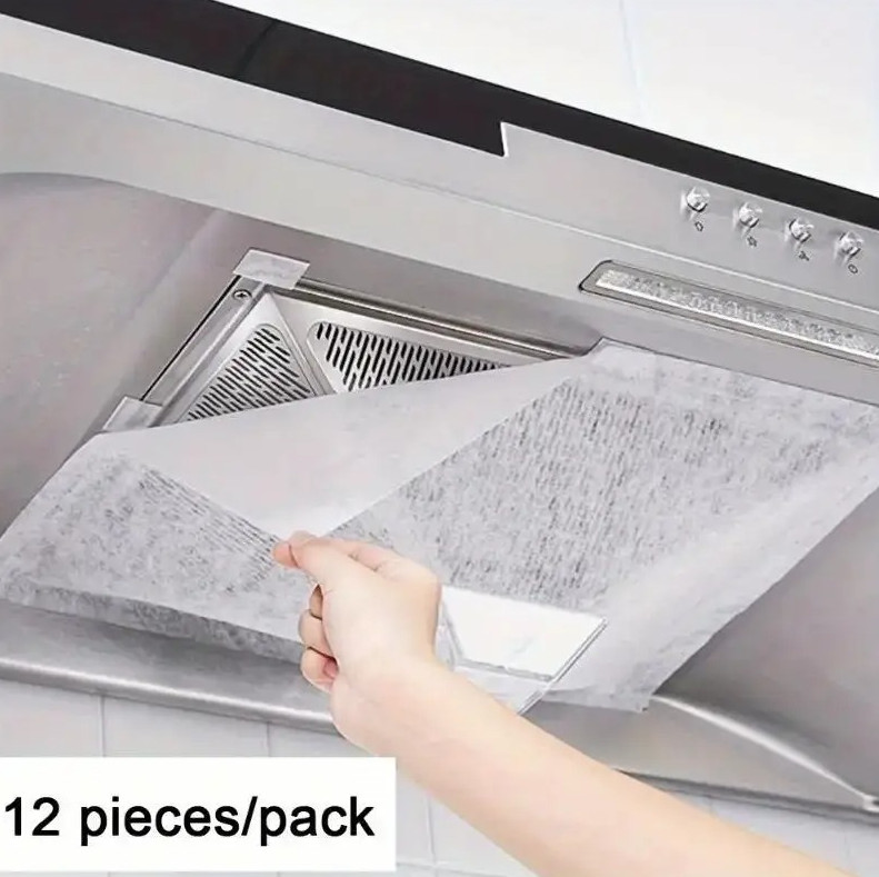 12Pcs Range Hood Filter Oil Absorbing Mesh Vent Covers