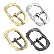 4Pcs 0.59" Single Prong Belt Buckle Oval Center Bar Buckles for Belt, 4 Colors