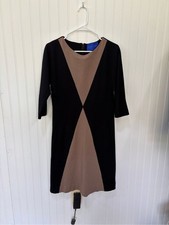 Windsor London Black and Taupe Colorblock Midi Dress business casual