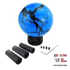 Car Racing Round Gear Shifter Grip Speed Handle Marble Ball Shape Stick Blue