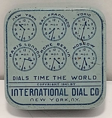 Vintage 1940/50's INTERNATIONAL DIAL CO. Watch Metal Tin Container
