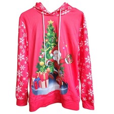 Festive Santa Christmas Tree Hoodie - Size Large