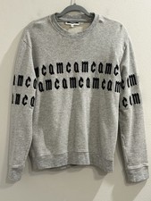 McQ Alexander McQueen Mens Large Gray Gothic Repeat Embroidered Logo Sweatshirt
