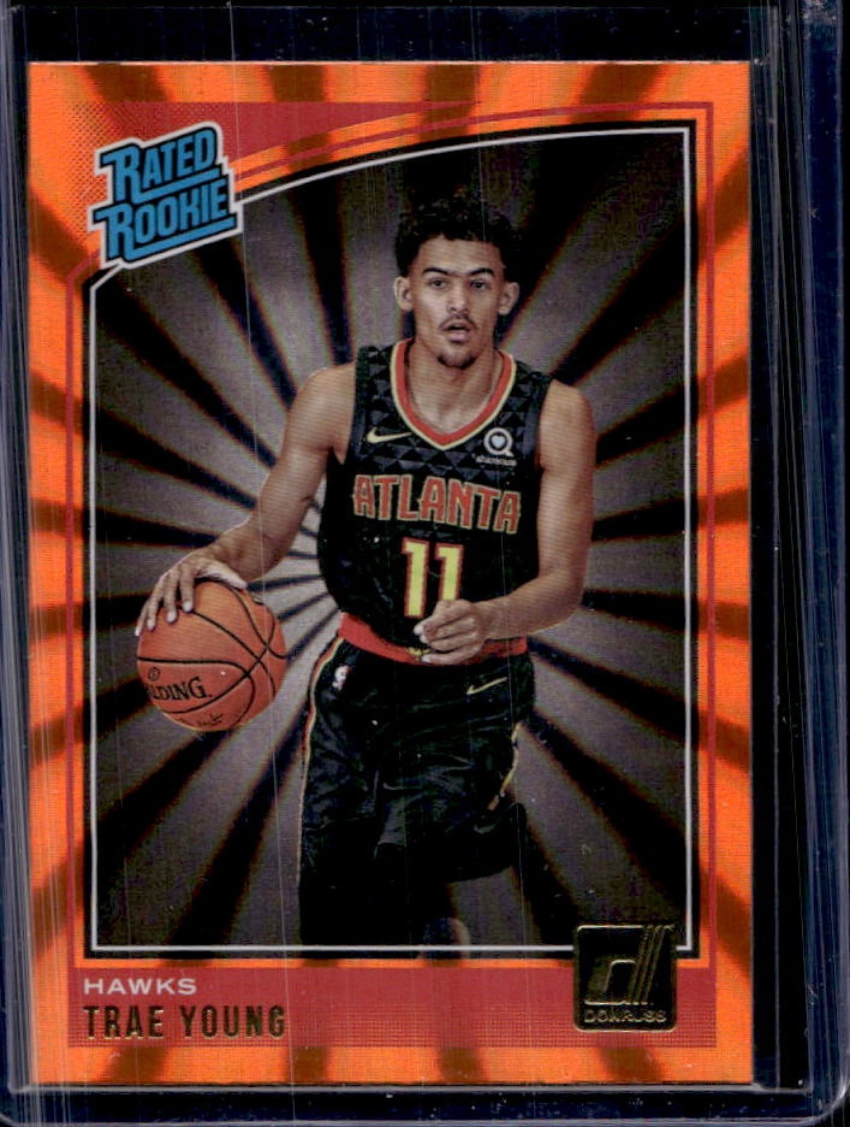 2018-19 Donruss Trae Young Holo Orange Laser Rookie RC #198 Hawks