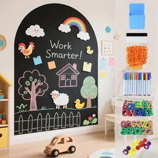 Magnetic Wall Decal for Kids Black Magnetic Chalkboard for Wall 40x32 Inch Se...