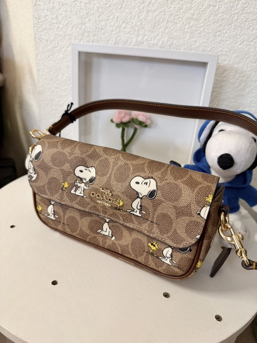 Coach X Peanuts Hailey Flap Bag In Signature Canvas With Snoopy