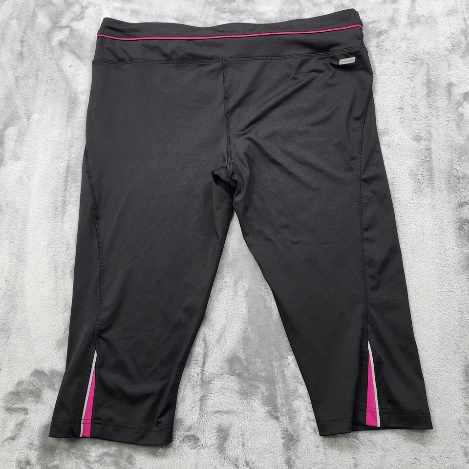 Pantalones Danskin Now para mujer XL negros ajustados espalda capri reflectantes rayas entrenamiento Foto 3 de 4