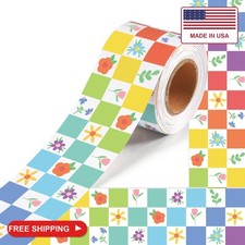 VABAMNA 50 Feet Rainbow Bulletin Board Border Classroom Decor, Colorful Checkere