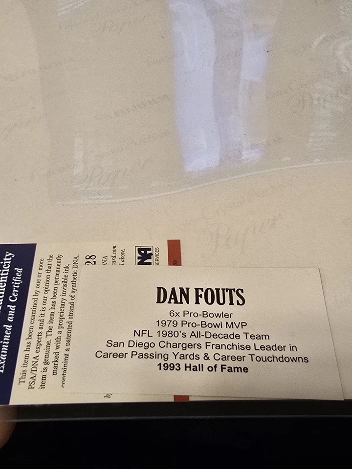 DAN FOUTS 16x20 Autographed Picture PSA/DNA.  Chargers - Image 3 of 3