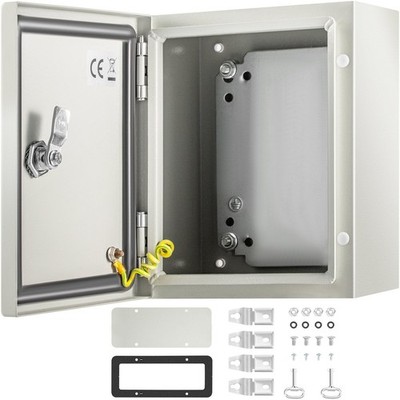 10x8x6in Weatherproof Steel Junction Box IP66 NEMA 4X with Pre-Grounded Design
