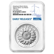 2025-P Proof American Liberty 1 oz Silver Medal NGC PF69UC ER Blue Label