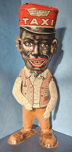 Ex Condition Fresh Air Taxi Co Famous Amos Driver Wind Up Tin Waddler Toy L Marx