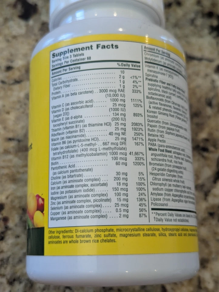 NaturesPlus Fuente de Vida Comprimidos Originales Multivitamínico 180 unidades caducidad: 10/2028 Foto 2 de 4
