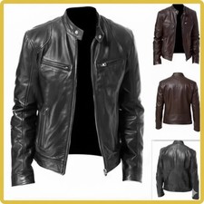 Cafe Racer Biker Leather Jacket Black  Brown Soft Sheep Skin Leather