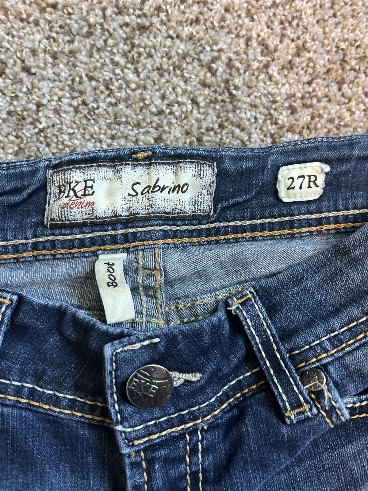 BKE Sabrina Jeans 27R 28 X 31  Boot Cut Distressed  Embellished Denim - View 3