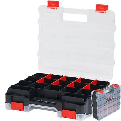 Dekton Jumbo 34 Doppelseitige Fach Box Aufbewahrung Werkzeug Organizer Koffer