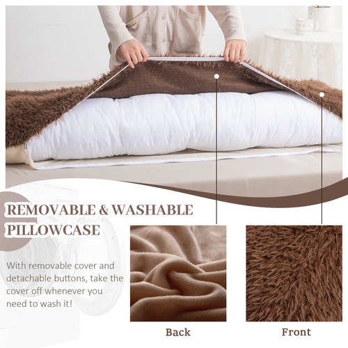 Warm Plush Headboard Pillow Bed Bolster Cushion Soft Support w/ Removable Cover - Picture 28 of 49