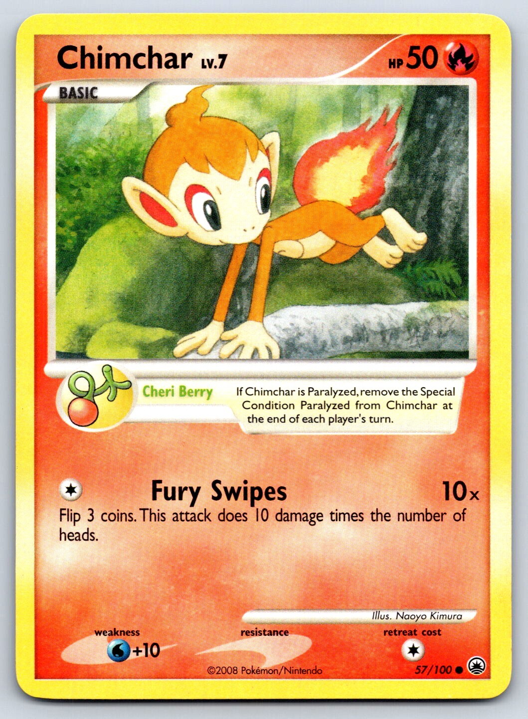 Chimchar - DP Majestic Dawn 57/100 Naoyo Kimura Diamond Pearl Pokemon Card LP