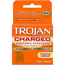Trojan Intensified Charged Orgasmic Pleasure Condoms 3pk